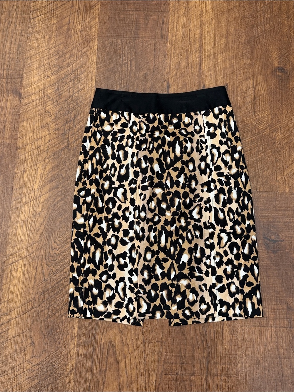 White House Black Market Leopard-Print Pencil Skirt in Black & Tan
